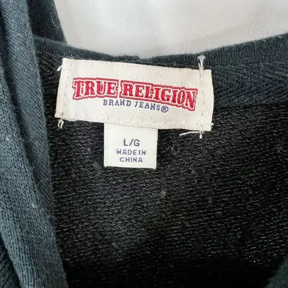 True Religion Black Zip Front Hoodie Size Large
